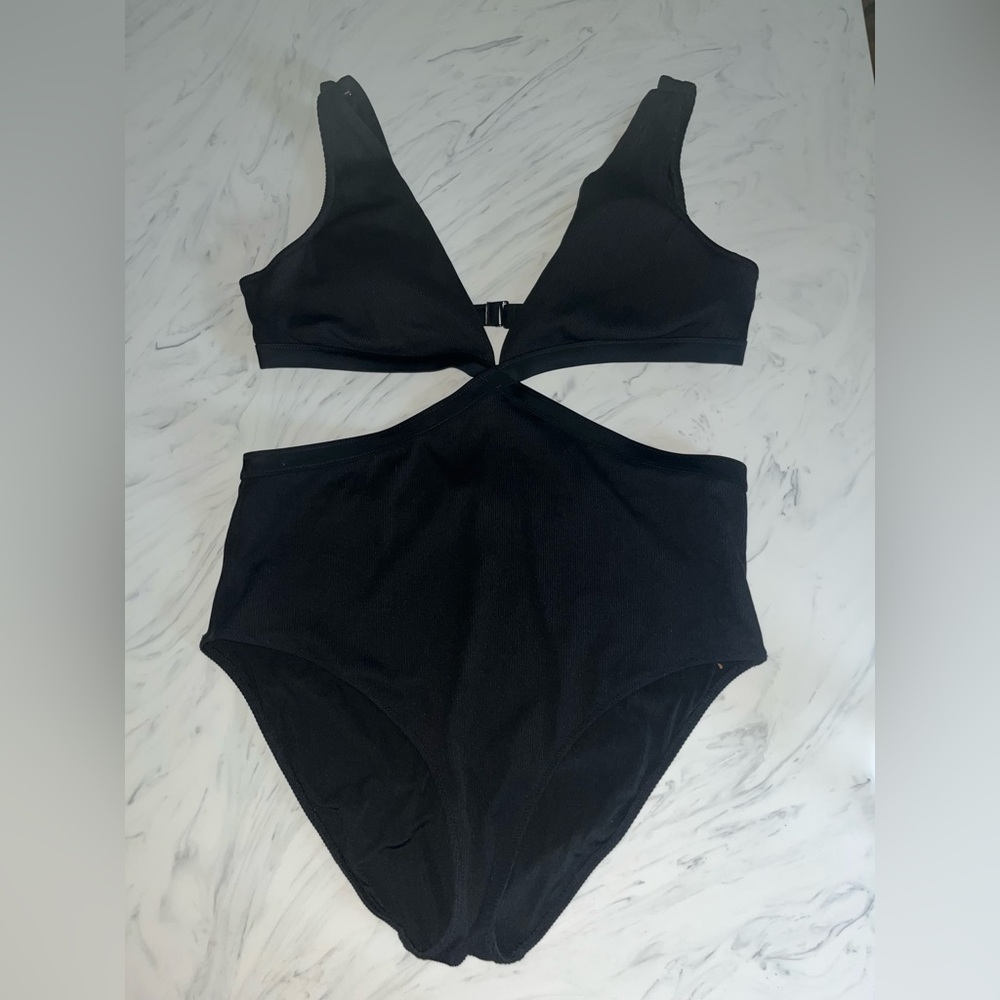 aerie Black Cutout One-Piece Swimsuit